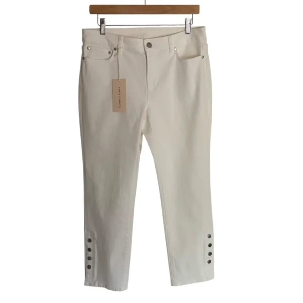 NWT Vince Camuto White Button Cuff Cropped Jeans 30